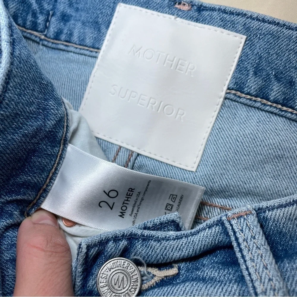 MOTHER- High Waisted Hiker Hover Jeans Light Wash Slay It With Flowers Size 26